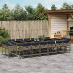 vidaXL Set da pranzo da giardino Set da 16 pezzi in rattan PE grigio Grande Pieghevole