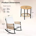 LAUSAINT HOME Set di 3 Poltrone a Dondolo da Giardino, Mobili da Esterno in Rattan PE con Cuscini Spessi
