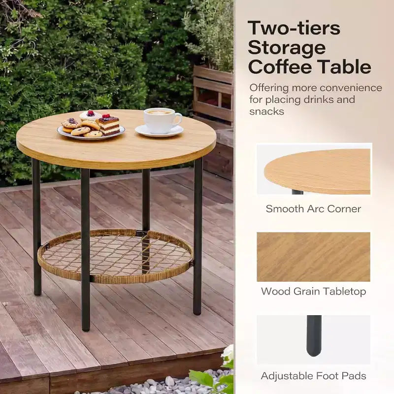 LAUSAINT HOME Set di 3 Poltrone a Dondolo da Giardino, Mobili da Esterno in Rattan PE con Cuscini Spessi