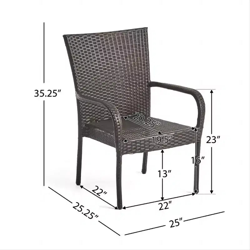 Chaises d'extérieur empilables en rotin PE 4 pièces, résistantes aux intempéries pour patio, jardin, terrasse et bord de piscine
