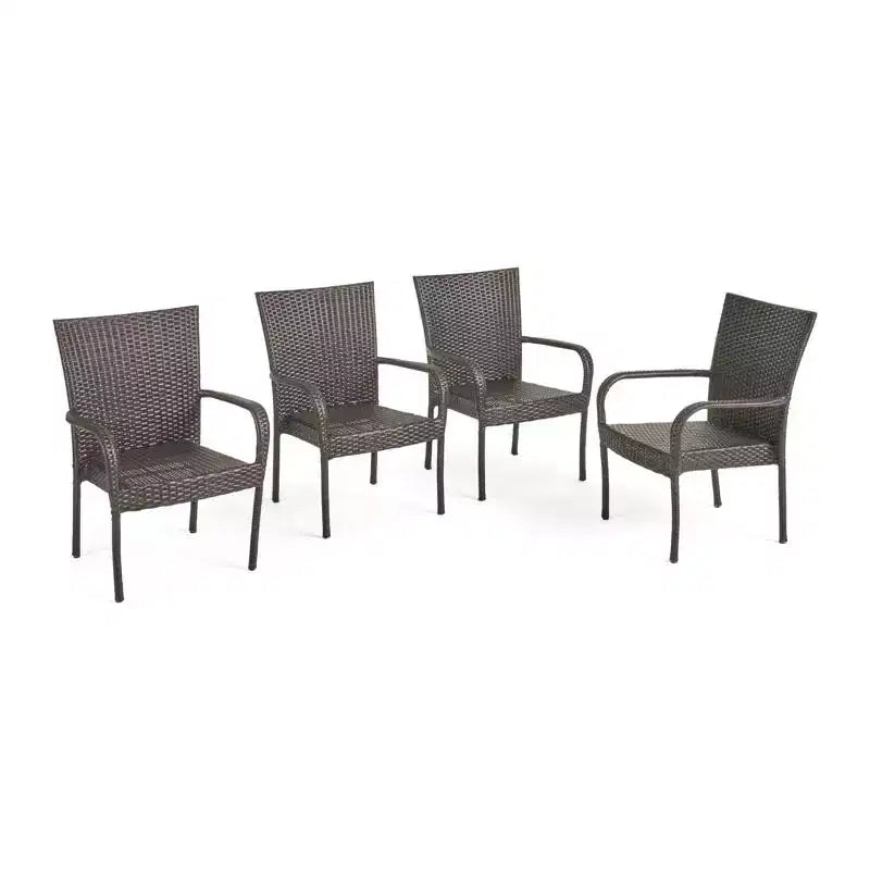 Chaises d'extérieur empilables en rotin PE 4 pièces, résistantes aux intempéries pour patio, jardin, terrasse et bord de piscine
