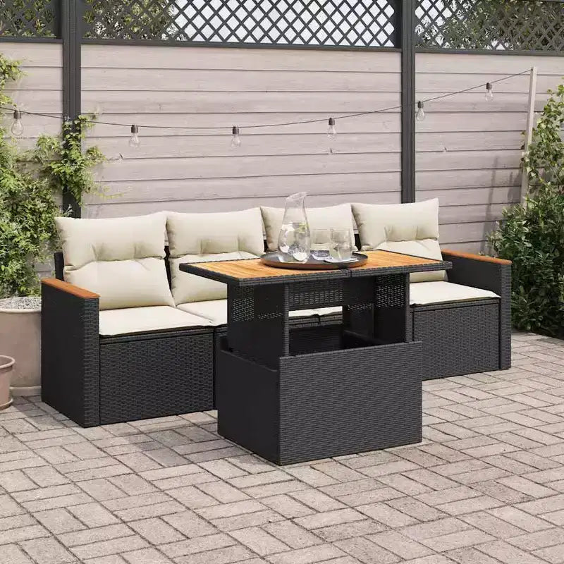 vidaXL Set Divani da Giardino in Polyrattan Modulare 5 Pezzi