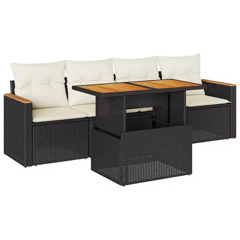 vidaXL Set Divani da Giardino in Polyrattan Modulare 5 Pezzi