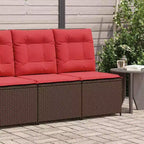 vidaXL Divano da Giardino con Cuscini in Polyrattan Marrone e Rosso