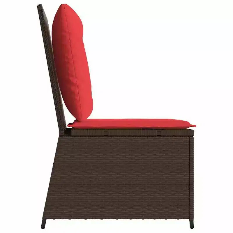 vidaXL Divano da Giardino con Cuscini in Polyrattan Marrone e Rosso