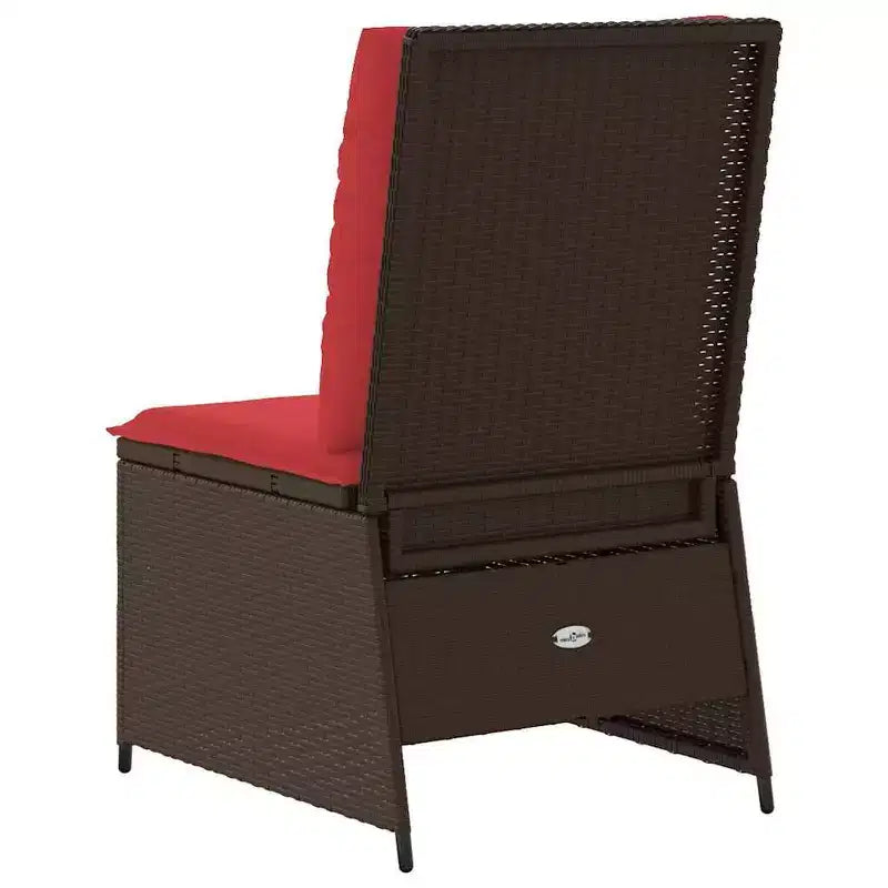 vidaXL Divano da Giardino con Cuscini in Polyrattan Marrone e Rosso