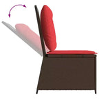 vidaXL Divano da Giardino con Cuscini in Polyrattan Marrone e Rosso