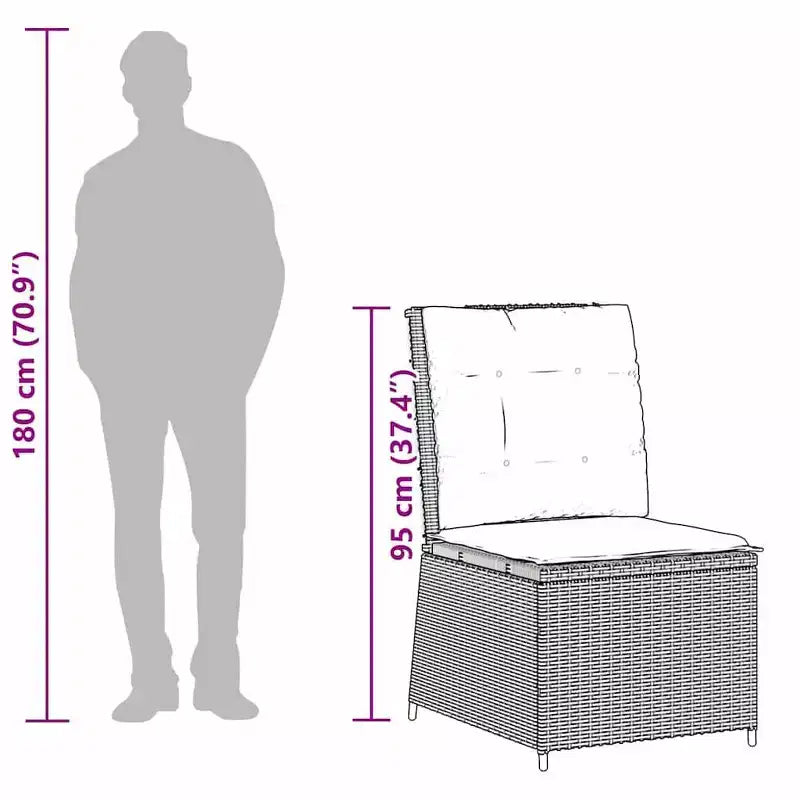 vidaXL Divano da Giardino con Cuscini in Polyrattan Marrone e Rosso