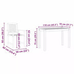 vidaXL Set da pranzo da giardino 3 pz Marrone Legno massello di acacia