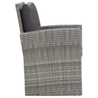 vidaXL Set da pranzo grigio in polyrattan con ampie coperture rimovibili