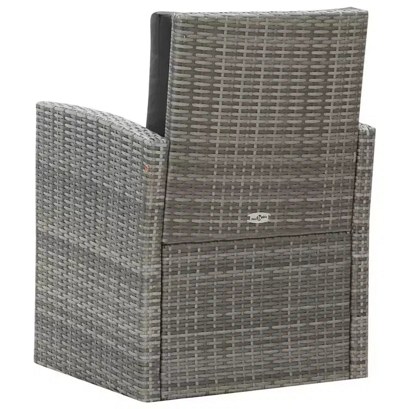vidaXL Set da pranzo grigio in polyrattan con ampie coperture rimovibili