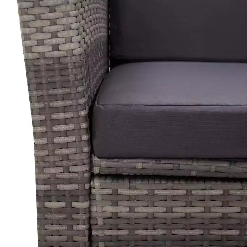 vidaXL Set da pranzo grigio in polyrattan con ampie coperture rimovibili