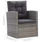 vidaXL Set da pranzo grigio in polyrattan con ampie coperture rimovibili
