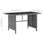 vidaXL Set da pranzo grigio in polyrattan con ampie coperture rimovibili
