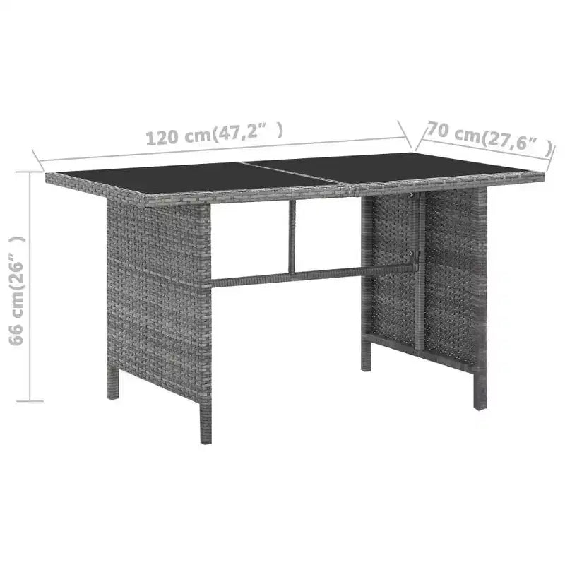 vidaXL Set da pranzo grigio in polyrattan con ampie coperture rimovibili