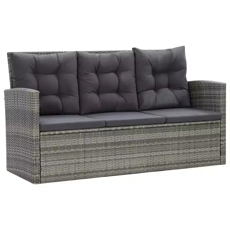 vidaXL Set da pranzo grigio in polyrattan con ampie coperture rimovibili