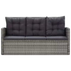 vidaXL Set da pranzo grigio in polyrattan con ampie coperture rimovibili