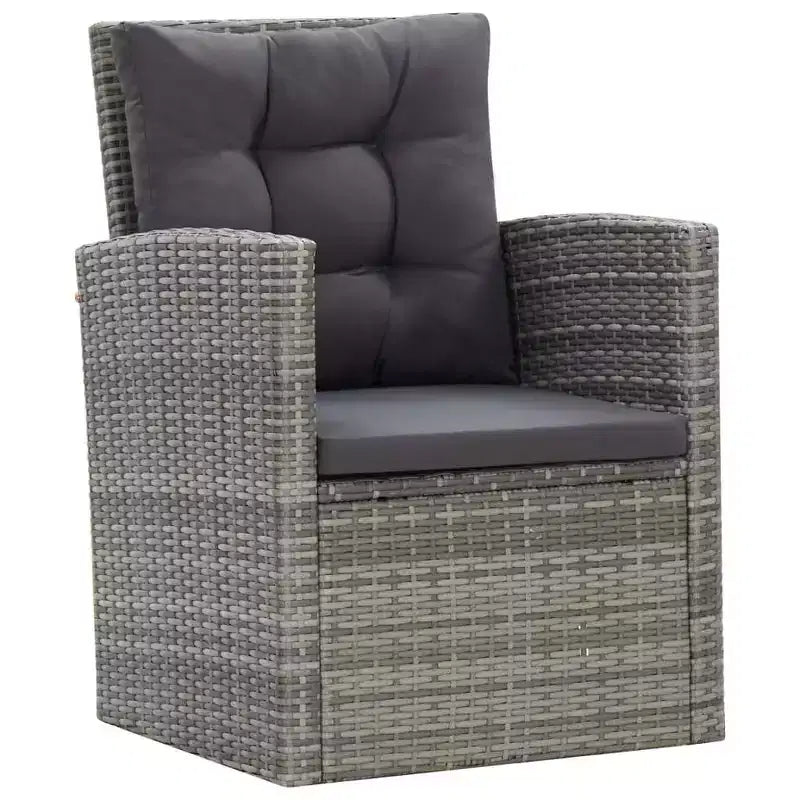 vidaXL Set da pranzo grigio in polyrattan con ampie coperture rimovibili