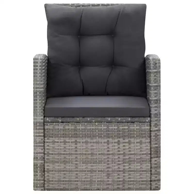 vidaXL Set da pranzo grigio in polyrattan con ampie coperture rimovibili