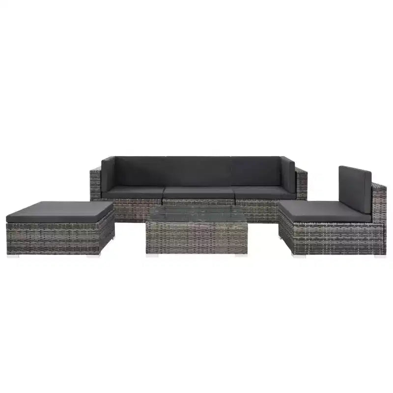 vidaXL Set Divani 6 Pezzi Modulare in Rattan PE Grigio