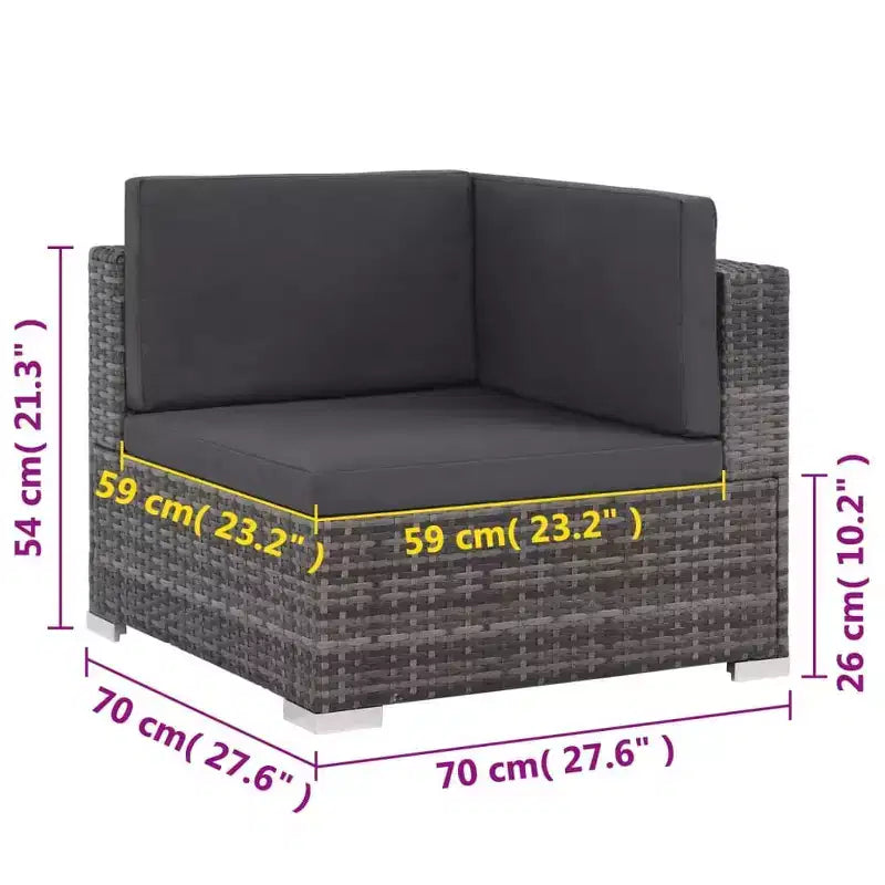 vidaXL Set Divani 6 Pezzi Modulare in Rattan PE Grigio