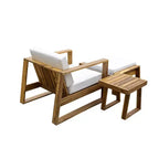 GDFStudio Camille Set Divano e Pouf da Esterno in Legno di Acacia con Cuscini