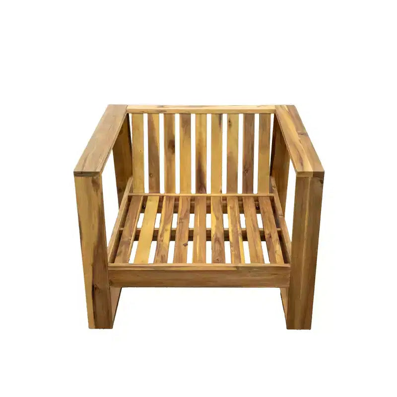 GDFStudio Camille Set Divano e Pouf da Esterno in Legno di Acacia con Cuscini