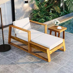 GDFStudio Camille Set Divano e Pouf da Esterno in Legno di Acacia con Cuscini