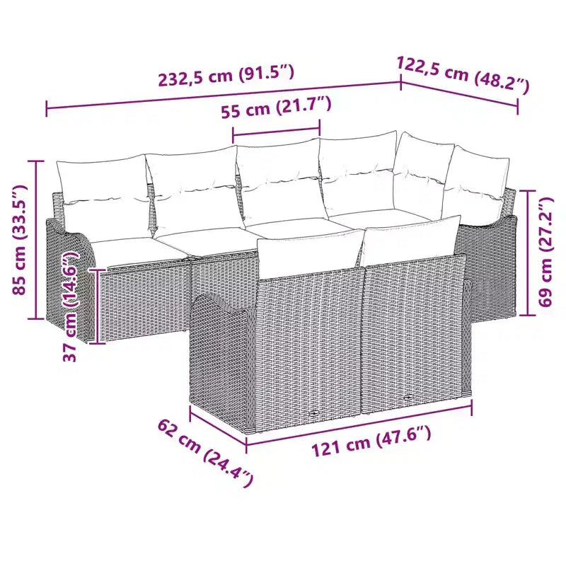vidaXL Set Divani da Giardino in Polyrattan