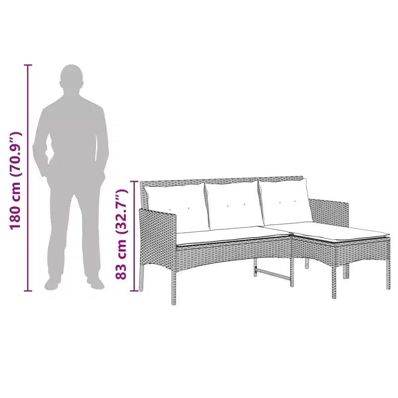vidaXL Salon de jardin avec coussins 2 pcs Résine tressée noir et crème