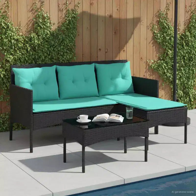 vidaXL Salon de jardin avec coussins 2 pcs Résine tressée noir et crème