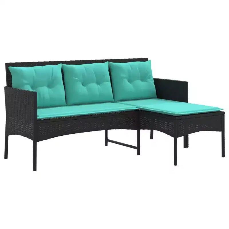 vidaXL Salon de jardin avec coussins 2 pcs Résine tressée noir et crème
