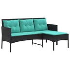 vidaXL Salon de jardin avec coussins 2 pcs Résine tressée noir et crème
