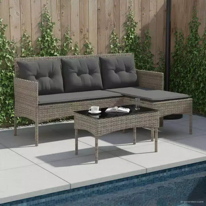 vidaXL Salon de jardin avec coussins 2 pcs Résine tressée noir et crème