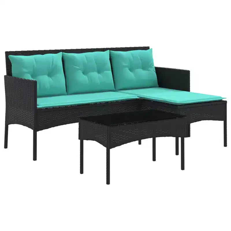 vidaXL Salon de jardin avec coussins 2 pcs Résine tressée noir et crème