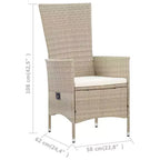 vidaXL Set pranzo da esterno in polyrattan 75x150 cm