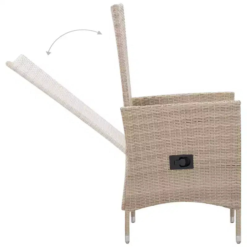 vidaXL Set pranzo da esterno in polyrattan 75x150 cm
