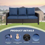 GDFStudio Jeremiah Set da salotto moderno da esterni a 6 pezzi in rattan con cuscini