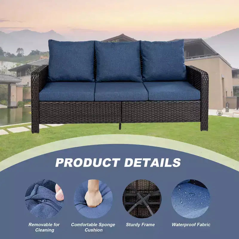 GDFStudio Jeremiah Set da salotto moderno da esterni a 6 pezzi in rattan con cuscini