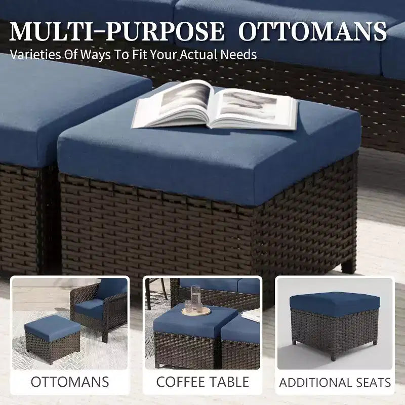 GDFStudio Jeremiah Set da salotto moderno da esterni a 6 pezzi in rattan con cuscini