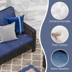 GDFStudio Jeremiah Set da salotto moderno da esterni a 6 pezzi in rattan con cuscini