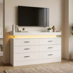 Madia Buffet con 6 cassetti, credenza moderna con piano d'appoggio flottante per soggiorno e cucina, mobile bar