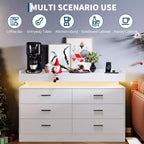 Madia Buffet con 6 cassetti, credenza moderna con piano d'appoggio flottante per soggiorno e cucina, mobile bar