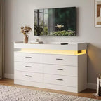 Madia Buffet con 6 cassetti, credenza moderna con piano d'appoggio flottante per soggiorno e cucina, mobile bar