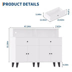 Mobile Bar Caffè da 120 cm con Prese di Corrente, Credenza Buffet con 2 Cassetti, 4 Ante e Scaffali