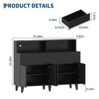 Mobile Bar Caffè da 120 cm con Prese di Corrente, Credenza Buffet con 2 Cassetti, 4 Ante e Scaffali