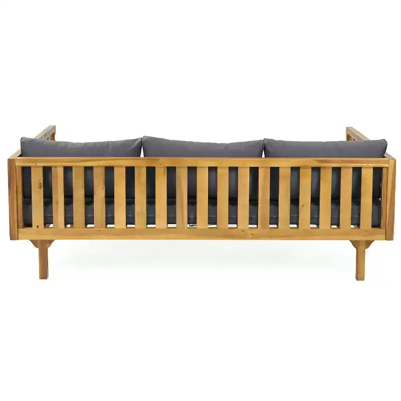 Christopher Knight Home Claremont Ensemble de conversation 4 pièces en bois d'acacia moderne pour patio avec coussins