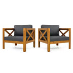 Christopher Knight Home Claremont Ensemble de conversation 4 pièces en bois d'acacia moderne pour patio avec coussins