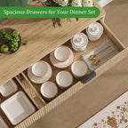 Buffet cannelé de 60 pouces avec 2 tiroirs et 4 portes, Buffet moderne avec rangement pour salle à manger, salon, entrée