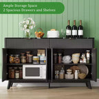 Buffet cannelé de 60 pouces avec 2 tiroirs et 4 portes, Buffet moderne avec rangement pour salle à manger, salon, entrée